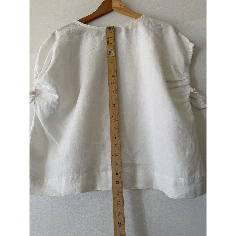 Everlane Top Womens Large White 100% Linen Short Sleeve Boxy Relaxed Shirt - Picture 8 of 13